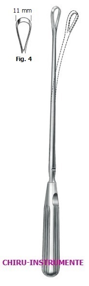 SIMS Uteruskürette, Fig. 4, 11 mm, 31 cm, stumpf, biegsam