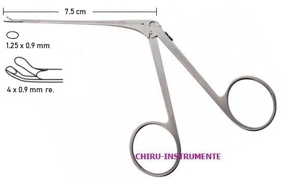 Micro ear forceps, jaw oval, 4 mm, 7.5 cm (3")