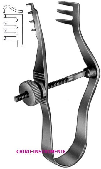 FINSEN Wundspreizer mit Stellschraube, stumpf, 3x4 Zähne, 7,5 cm