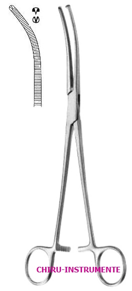 KOCHER-OCHSNER Klemme, 1x2 Zähne, 24 cm, gebogen