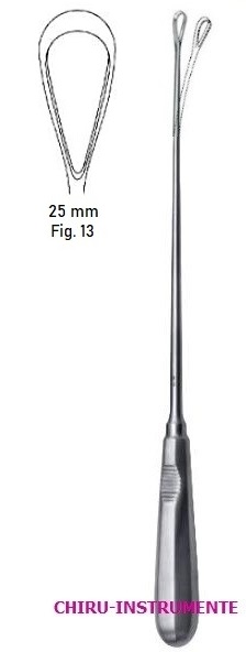 RECAIMER uterine curette, fig. 13, 25 mm, 31 cm (12 ¼"), sharp, malleable