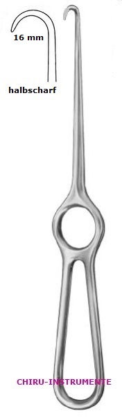 KOCHER retractor, 22 cm (8 ¼"), 1 prong, semi-sharp
