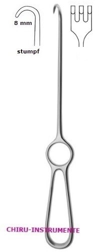 VOLKMANN retractor, 21.5 cm (8 ¼"), 1 prong, blunt