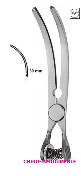 GLOVER atrauma-bulldog clamps, curved, 5.5 cm, 2 ¼"