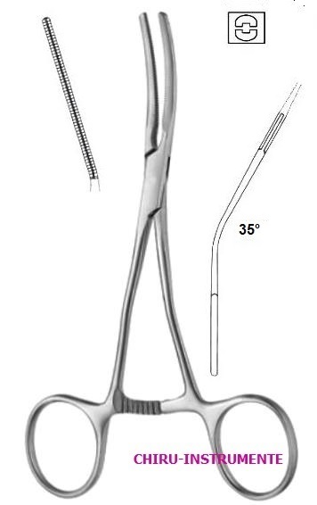 COOLEY ATRAUMA Kindergefäßklemme, 35° abgewinkelt, Fig. 2, Maul 30mm, 14cm