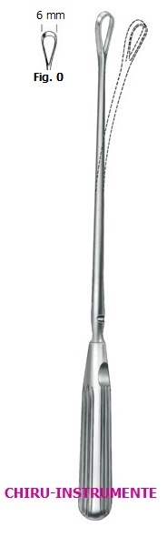 SIMS uterine curette, fig. 0, 6 mm, 31 cm (12 ¼"), sharp, malleable