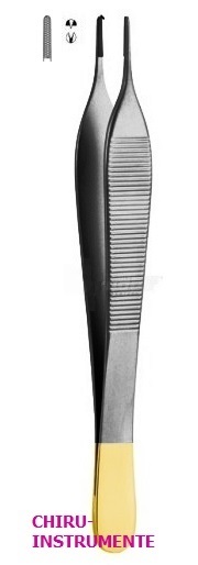 ADSON chirurgische Pinzette, 1 x 2 Zähne, 15 cm, gerieft, Hartmetall (TC)