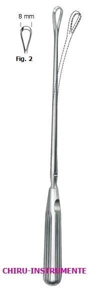 SIMS Uteruskürette, Fig. 2, 8 mm, 31 cm, scharf, biegsam