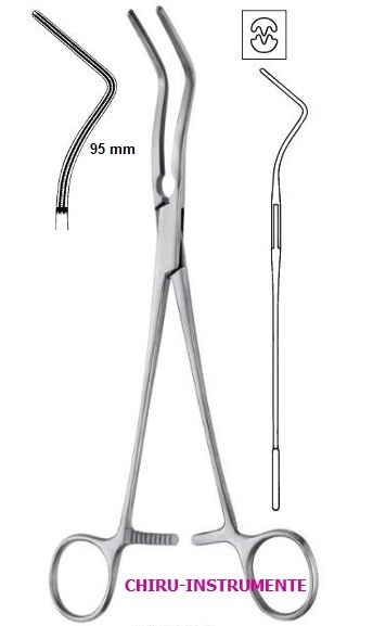 LEES atrauma clamp, 25 cm (10"), angled