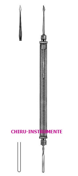 DIX-DOPPELINSTRUMENT, umschraubbar mit Nadel und Flachmeissel, 13cm