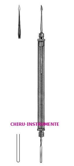 DIX-DOPPELINSTRUMENT, umschraubbar mit Nadel und Flachmeissel, 13cm DIX-DOPPELINSTRUMENT, umschraubbar mit Nadel und Flachmeissel, 13cm