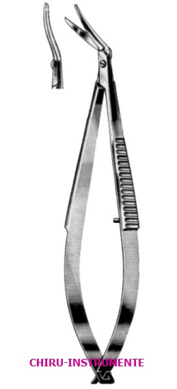 CASTROVIEJO Hornhautschere, 11 cm,  Schneide gebogen, rechts, st./st.