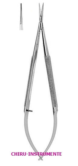 Mikroschere, 14 cm, 10 mm Schneide, Rundgriff, gerade, sp./sp.