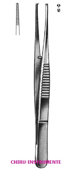DASTOOR Strabismuspinzette, gerieft, 1x2 Zähne, 11cm