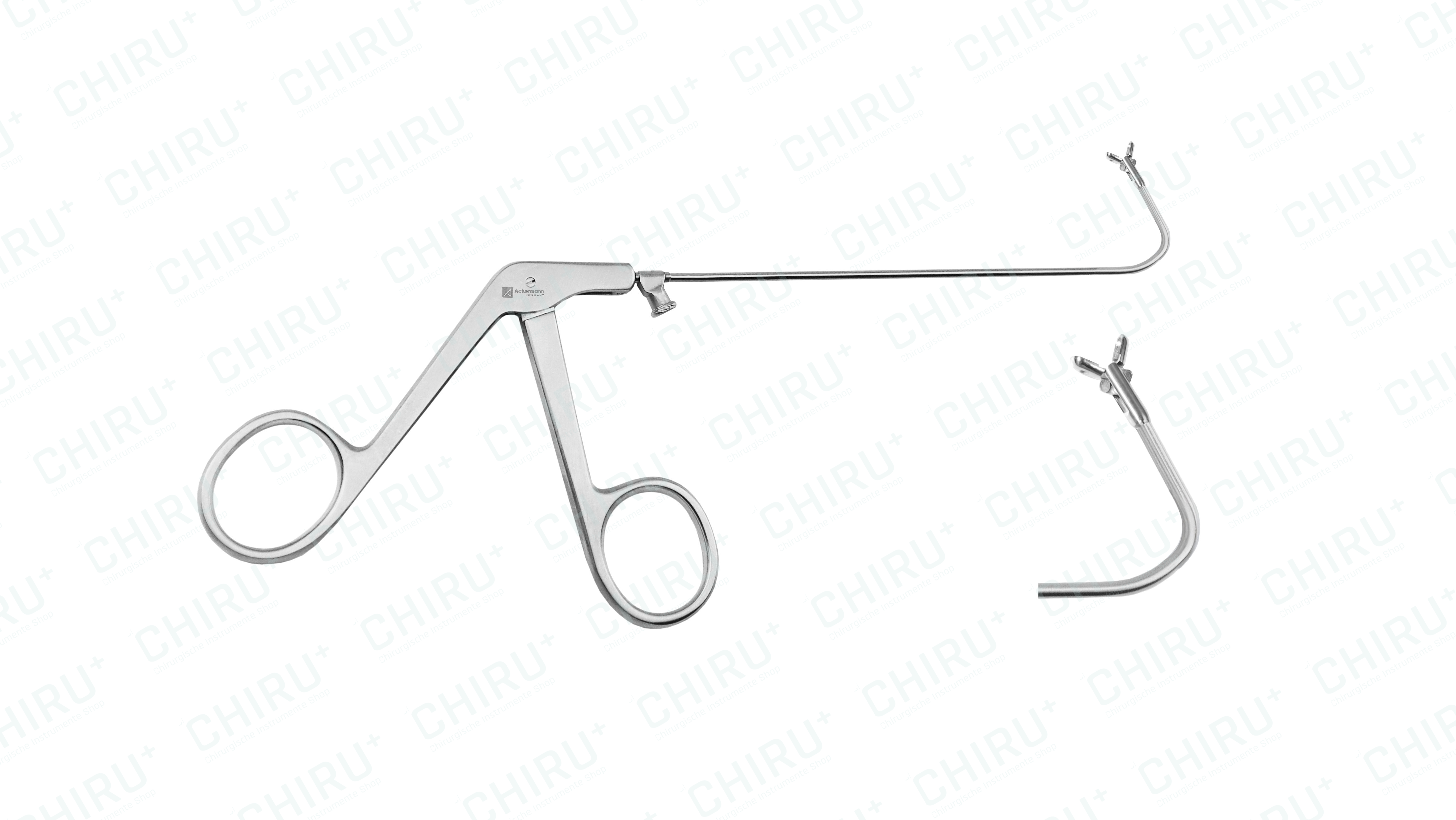 Double spoon forceps, vertical opening, Ø 4.0 mm, 13 cm, 110° curved backwards