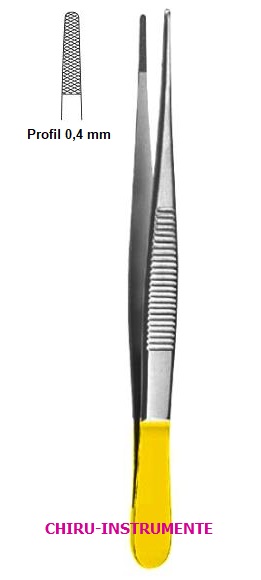 Dissecting forceps, 14.5 cm (5 ½"), serrated, narrow, Tungsten Carbide