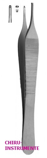 ADSON chirurgische Pinzette, 1 x 2 Zähne, 12 cm, kreuzgerieft ADSON chirurgische Pinzette, 1 x 2 Zähne, 12 cm, kreuzgerieft