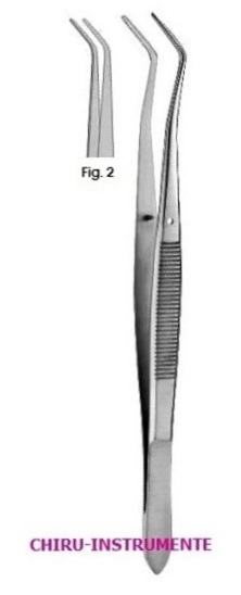 MERIAM dental tweezers, fig. 2, 16 cm (6 ¼"), serrated
