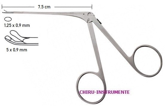 Micro ear forceps, cup jaw, 0.9 mm, upwards
