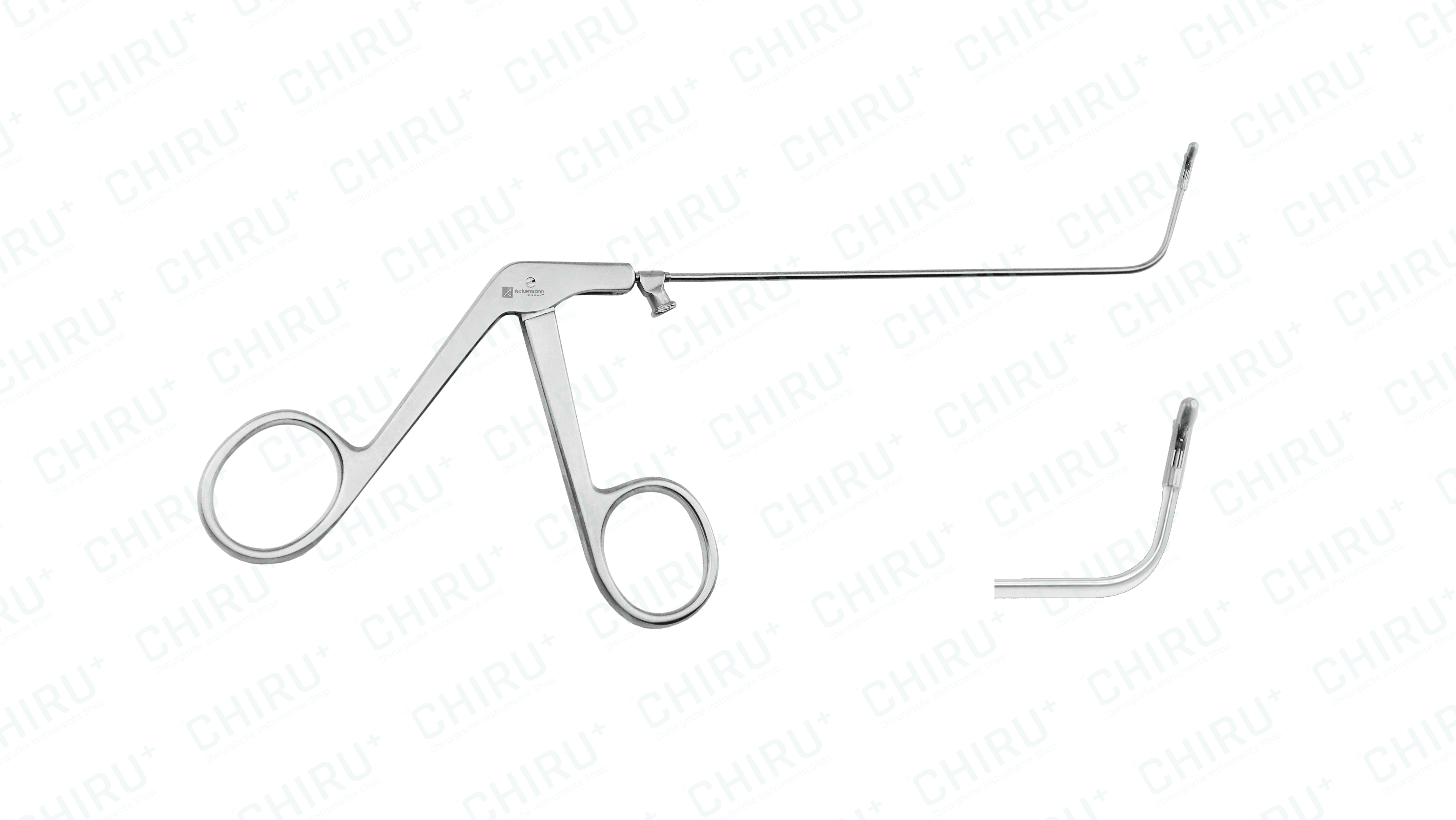 Double spoon forceps, horizontal opening, 13 cm, 70° upturned