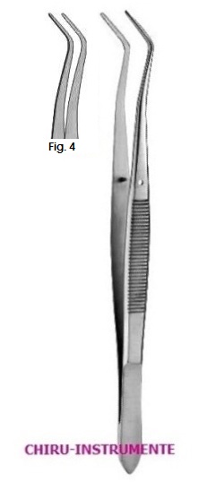 MERIAM dental tweezers, fig. 4, 16 cm (6 ¼"), serrated