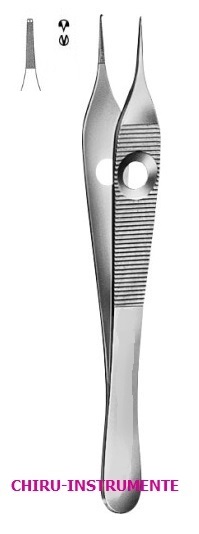 ADSON chirurgische Pinzette, 1 x 2 Zähne, 12 cm, kreuzgerieft, fein, mit Griffmulde ADSON chirurgische Pinzette, 1 x 2 Zähne, 12 cm, kreuzgerieft, fein, mit Griffmulde