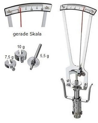 SCHIOETZ tonometer, straight scale