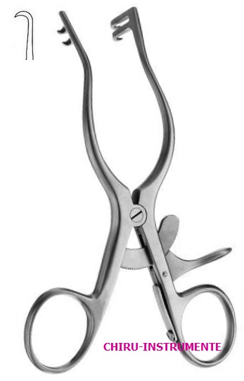 MOLLISON self-retaining retractor, 2 x 2 teeth, 13 cm (5"), sharp