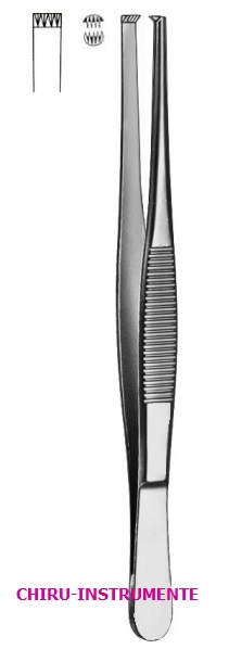 Tissue forceps, 4 x 5 teeth,  16 cm (6 ¼"), straight, smooth