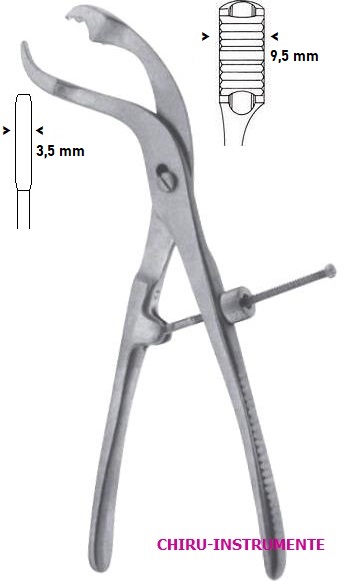 KNOCHENHALTEZANGE, selbstzentrierend, Maul 3,5x9,5mm, 24cm