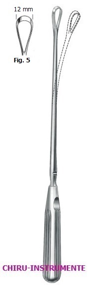 SIMS Uteruskürette, Fig. 5, 12 mm, 31 cm, stumpf, biegsam