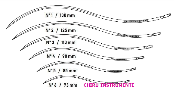 Sektionsnadel Fig. 4, S-gebogen, geschl. Öhr, 12 Stk./ Packung