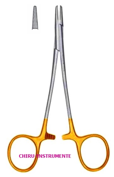 BAUMGARTNER needle holder, 14 cm (5 ½"), Tungsten Carbide (TC), for left-handers