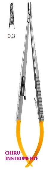 HARTMETALL (TC) CASTROVIEJO Micro-Nadelhalter, mit Sperre, gerieft, gerade, 21cm