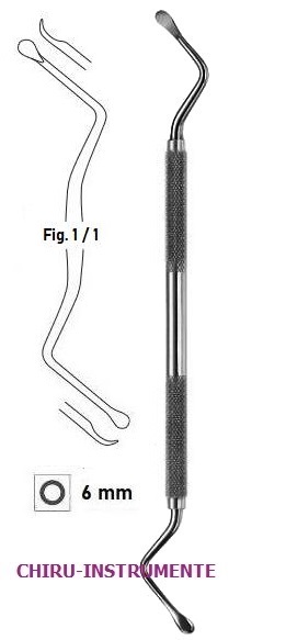 < LUCAS Doppelkürette, rund, Fig. 1/1, ca. 1mm,  17 cm