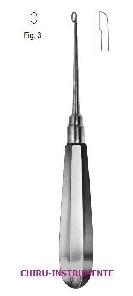 < MOD. USA Scharfer Löffel, oval, ger. Fig. 3, 16 cm