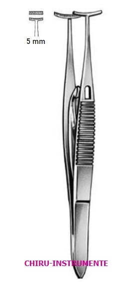 GREEN fixiation forceps, 10 cm (4"), with catch, 5 mm