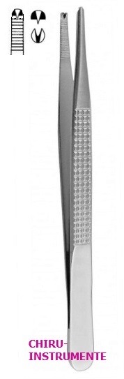 BONNEY chirurgische Fasspinzette, 1 x 2 Zähne, 17,5 cm, gerieft
