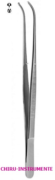 POTTS-SMITH chirurgische Pinzette, 3 x 2 Zähne, 25 cm, gebogen, glatt