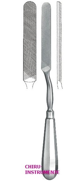 KNOCHENFEILE, Breite 13 mm, Länge 25 cm, bajonettförmig KNOCHENFEILE, Breite 13 mm, Länge 25 cm, bajonettförmig