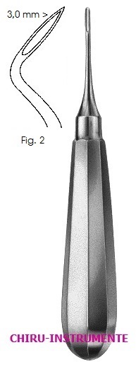 FLOHR root elevator, fig. 2, 3 mm, 15 cm (6") FLOHR root elevator, fig. 2, 3 mm, 15 cm (6")