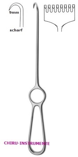 VOLKMANN retractor, 21.5 cm (8 ¼"), 1 prong, sharp