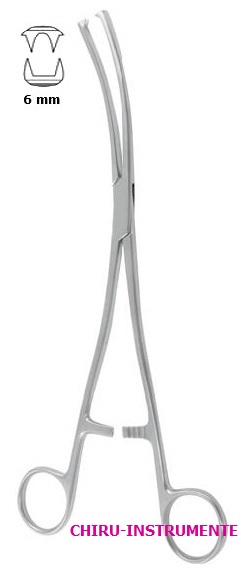 MUSEUX hook forceps, 2 x 2 teeth, 6 mm, 24 cm (9.4"), curved