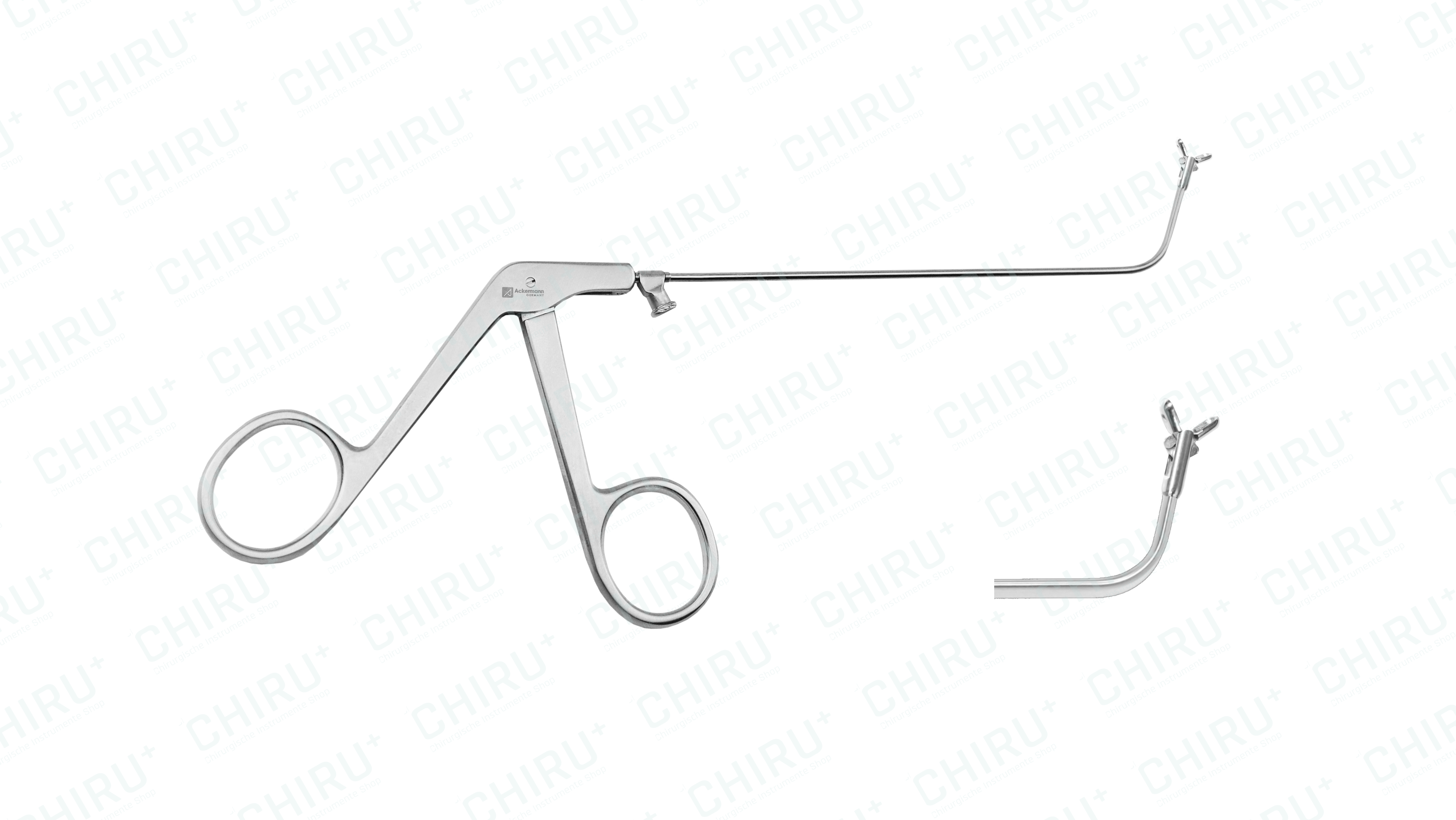 Double spoon forceps, vertical opening, 13 cm, 70° upturned