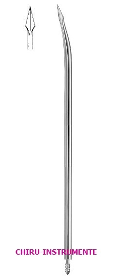 REDON NADEL, Lanzettenspitze, links gebogen, Ch. 10/19,5cm, mit Gewinde