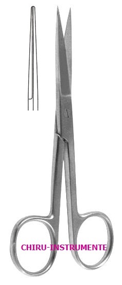 Chirurgische Schere für Linkshänder, sp./sp., gerade, 14,5cm