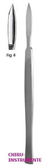 Skalpell, Fig. 8, 16 cm, anatomisch, mit Metallheft Skalpell, Fig. 8, 16 cm, anatomisch, mit Metallheft