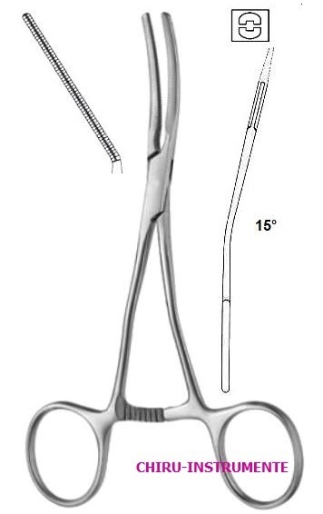COOLEY ATRAUMA Kindergefäßklemme, 15° abgewinkelt, Fig. 3, Maul 30mm, 14,5cm