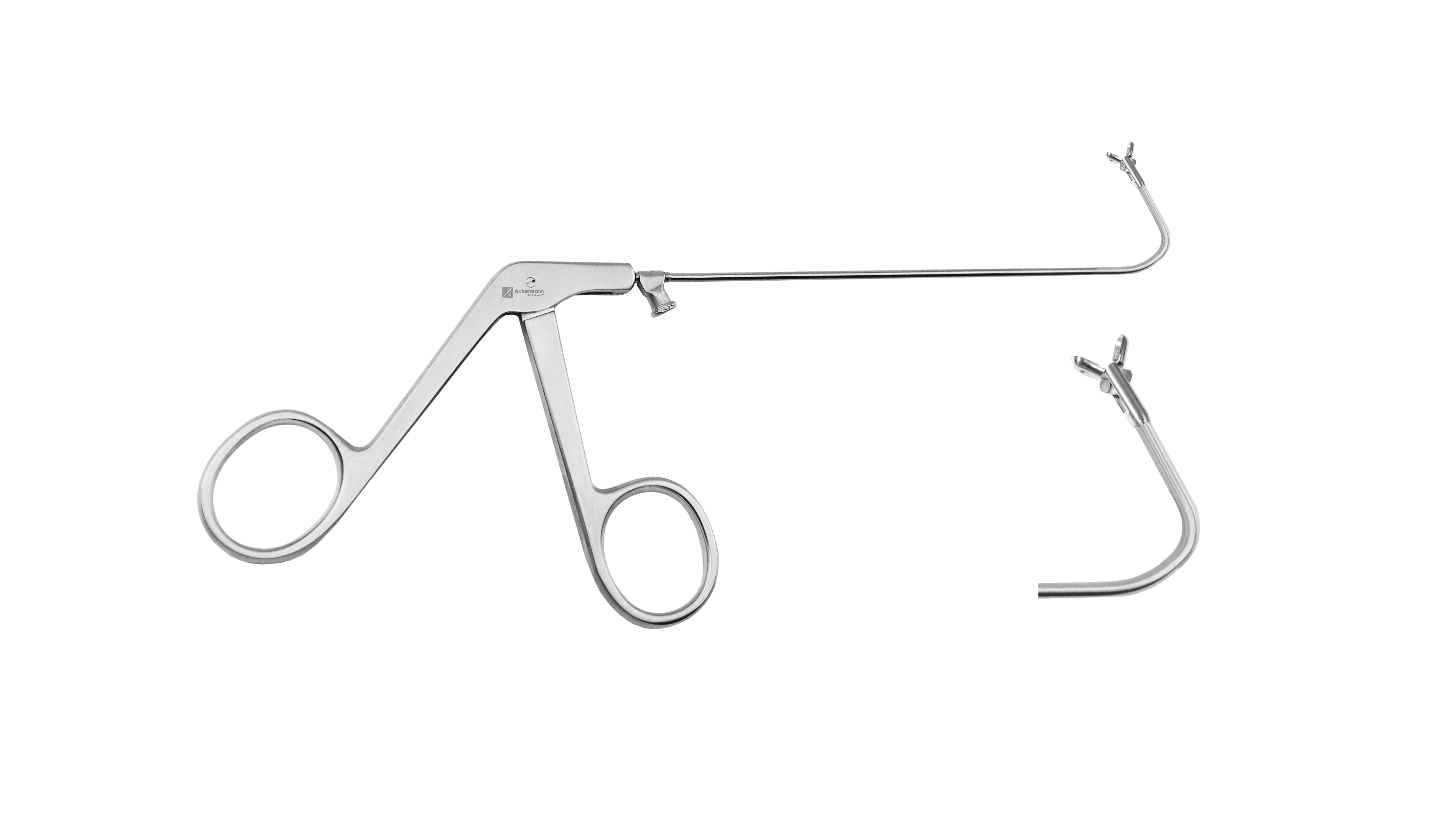 Zange mit Doppellöffel, vertikal öffnend, Ø 4,0 mm, 13 cm, 110° rückwärts gebogen