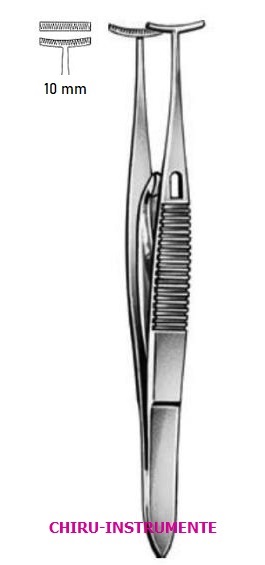 GREEN fixiation forceps, 10 cm (4"), with catch, 10 mm